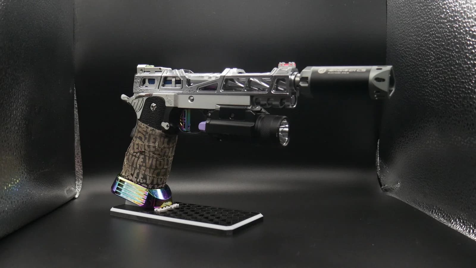 Chrome Junkie Hi-Capa with weapon light fitted